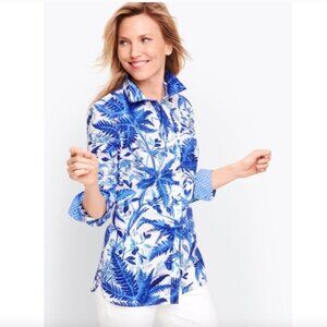 Talbots Classic Cotton Shirt Breezy Fern Print Size 2X